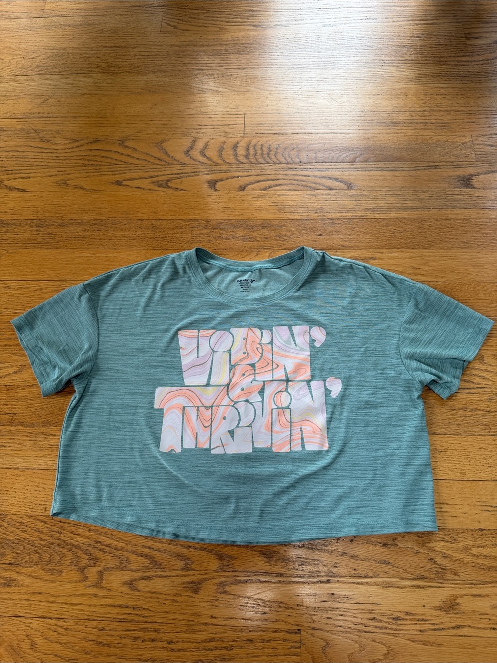 Kids Old Navy Active Graphic Crop Tee with Marble Print